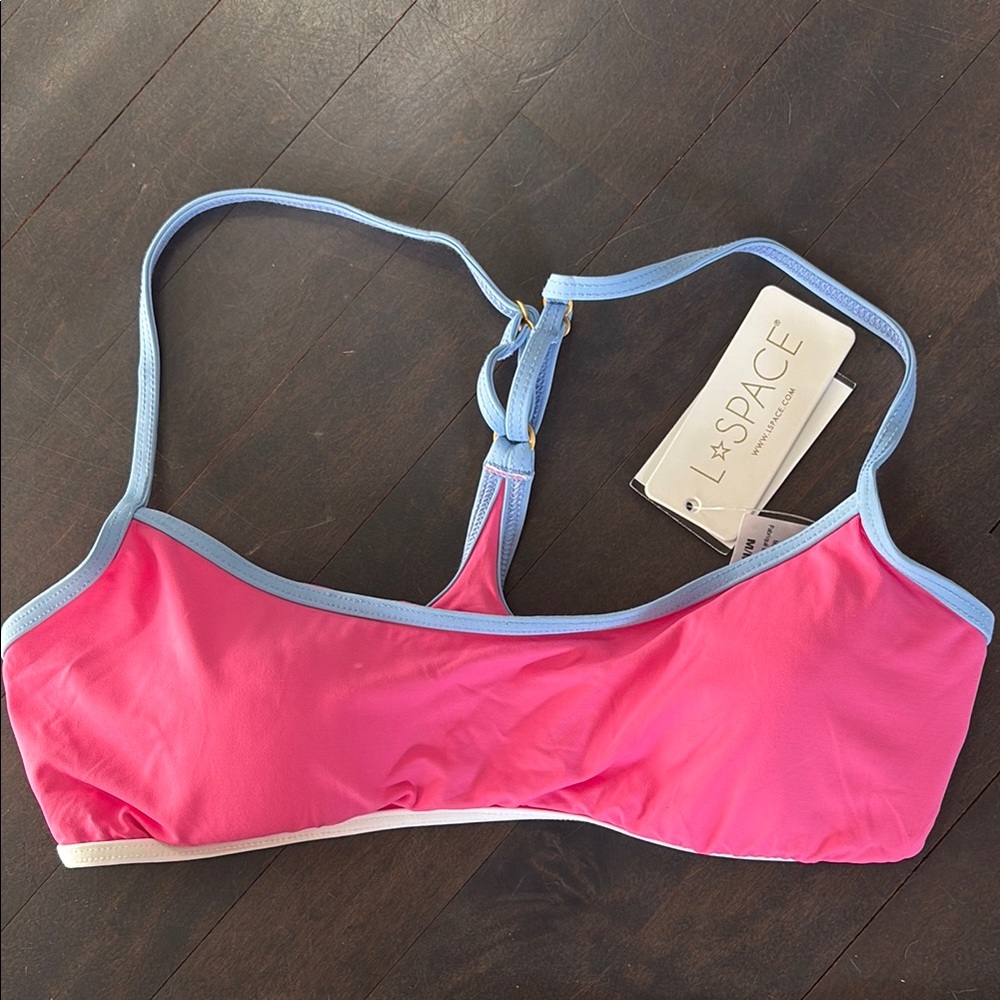L*Space Pink and Blue Bikini Top